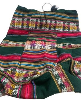 Woven Ethnic-Pattern Green Multicolor Backpack